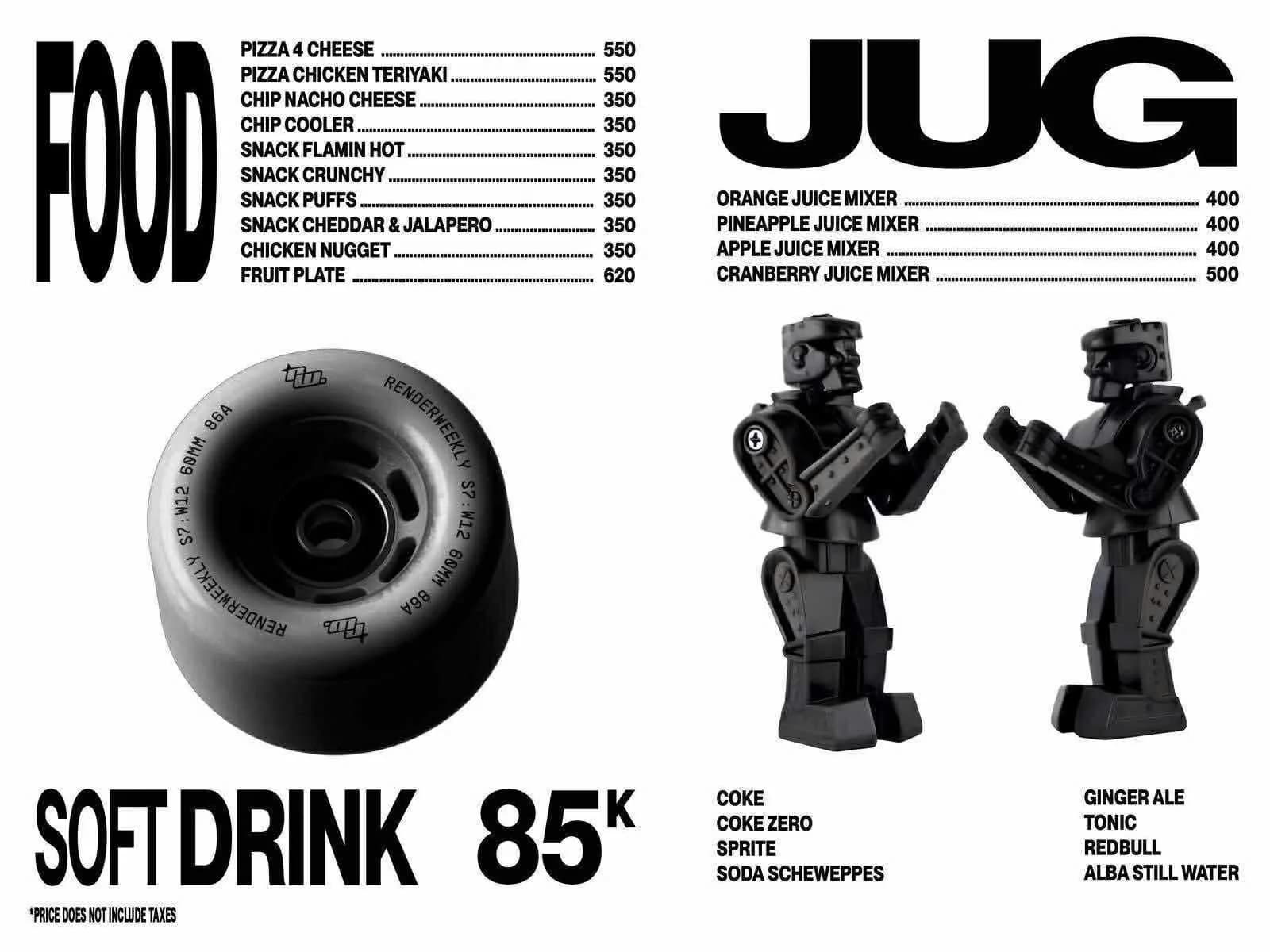 Menu Neighborhood Club Saigon — Food, Jug and Soft Drink page: pizza, snacks, juice mixers